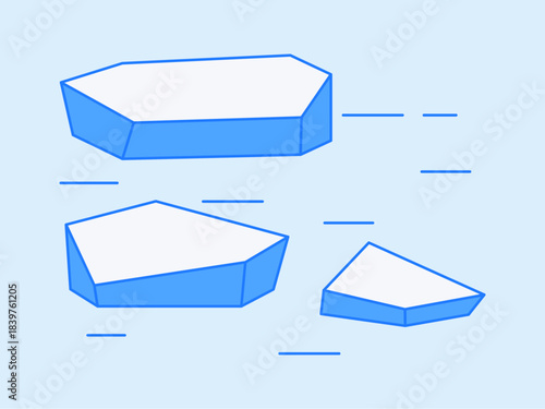 Ice on water icon. Arctic outline icon. Simple vector illustration in modern thin line style.
