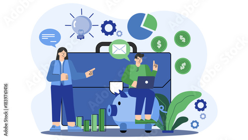 Flat design of venture capital funding Flat Vector Illustration