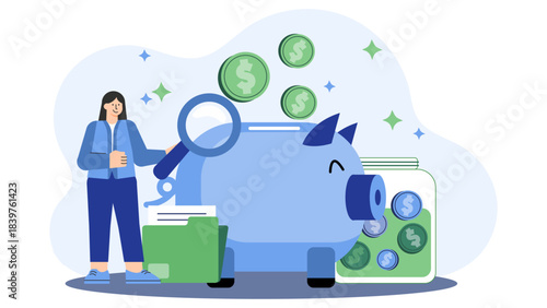 Flat illustration of retirement savings strategy Flat Vector Illustration
