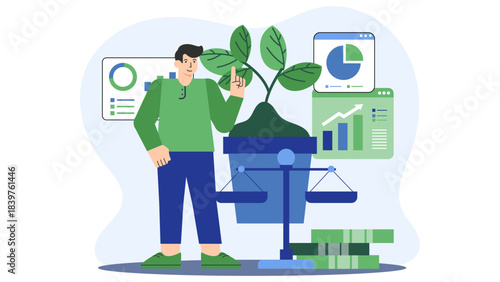 Flat design of startup seed investment Flat Vector Illustration