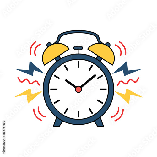 Ringing alarm clock with bells to wake up in the morning vector illustration