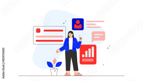 Business team tracking investment portfolio Flat Vector Illustration