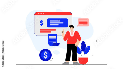 Flat illustration of business tax planning Flat Vector Illustration