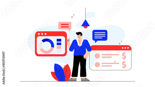 Flat design of accounting and bookkeeping Flat Vector Illustration