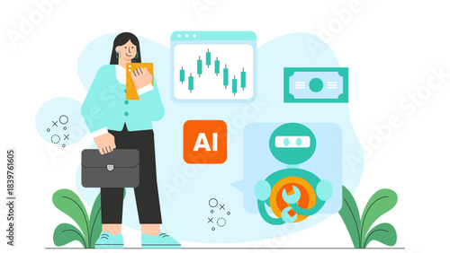 Flat illustration of fintech innovation Flat Vector Illustration