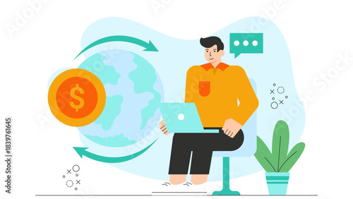 Flat vector of global economy trade concept Flat Vector Illustration