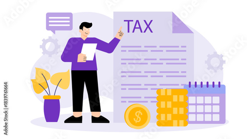 Flat illustration of business tax planning Flat Vector Illustration