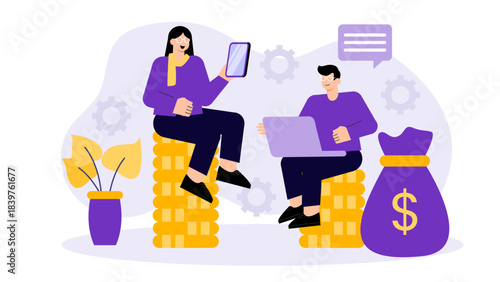 Flat design of venture capital funding Flat Vector Illustration