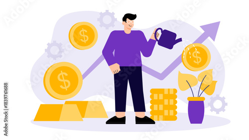 Flat illustration of investment diversification Flat Vector Illustration