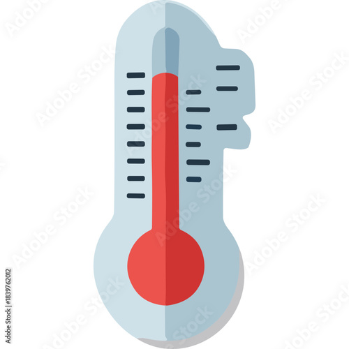 Classic Red Liquid Thermometer with White Scale and Blue Glass Indicating Temperature Measurement for Weather or Medical Use Against a Black Background Detailed Illustration