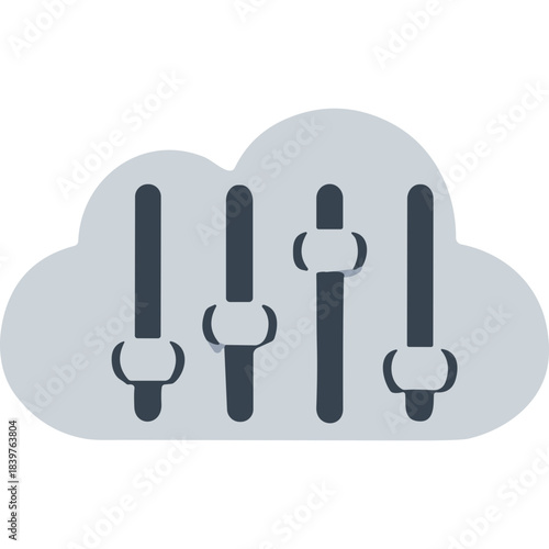 Cloud Computing Settings And Controls With Sliders And Knobs In A Flat Design Style With Blue Gray Palette