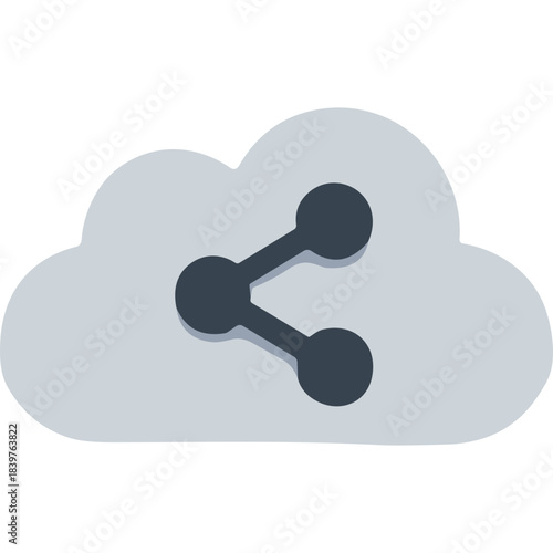 Cloud computing technology icon symbolizing data sharing and network connectivity with a clean minimalist design and simple flat graphic elements on a neutral background