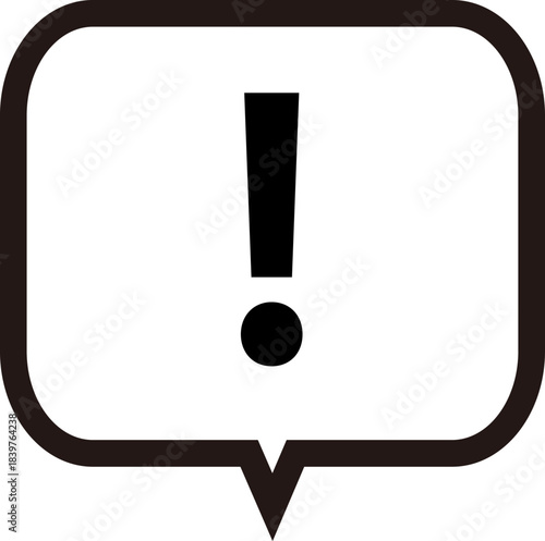 セリフ枠に感嘆符を配置した線画アイコン