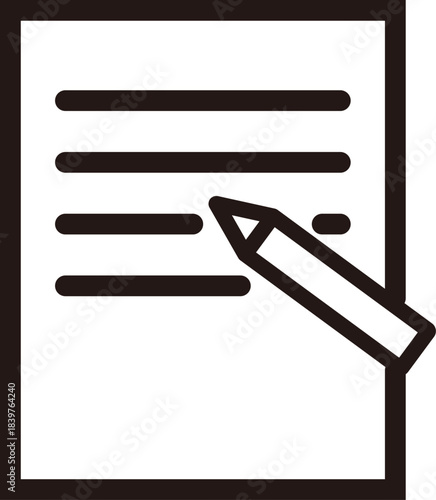 レポートと鉛筆を組み合わせた線画アイコン