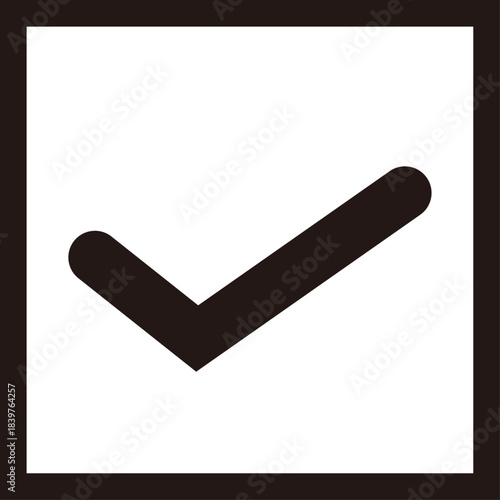 四角枠にチェックマークを配置した線画アイコン