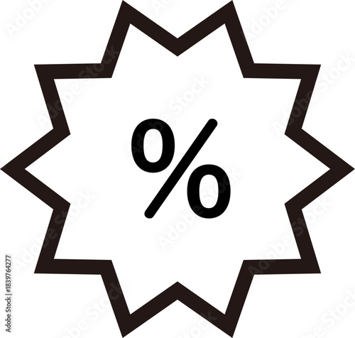 ギザギザ枠にパーセント記号を配置したセールアイコン