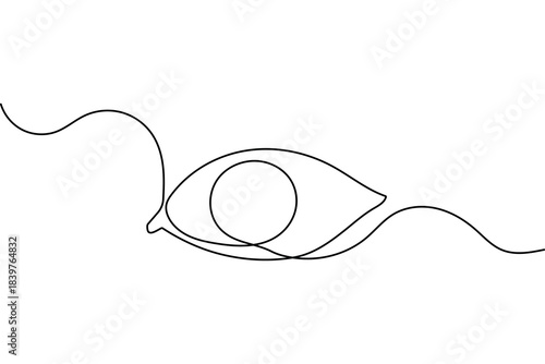 Continuous one line eye illustration designed in minimalist outline style as isolated vector art