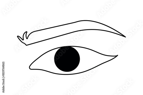 Continuous one line eye illustration designed in minimalist outline style as isolated vector art