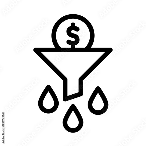 Money Funneling Line Icon of Money Laundering Icon Set