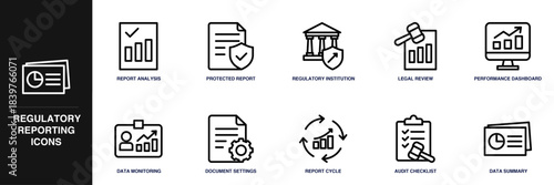 Regulatory Reporting Line Icon Set