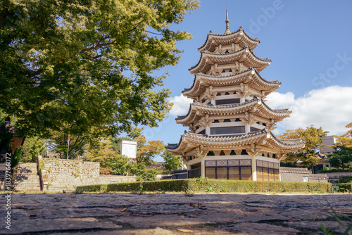 Bomun Tower pagoda building in Bomun Tourist Complex in Gyeongju, Korea