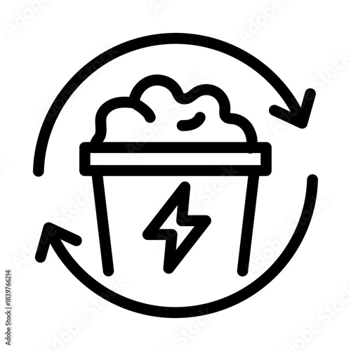 Energy Recovery Line Icon of Waste-to-Energy Icon Set