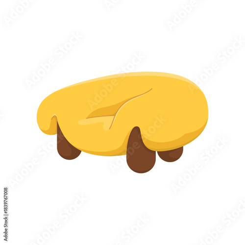 Cute yellow ottoman. Soft modern furniture element for home decor designs, kids interiors, games, and cozy illustrations. Isolated vector on white background.