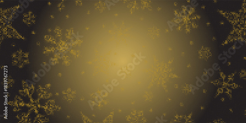 Feliz Natal glitter textured lettering gold snowflakes, stars and dots on black background. Merry Christmas typography poster in Portuguese. Vector template for greeting card, banner, flyer, etc