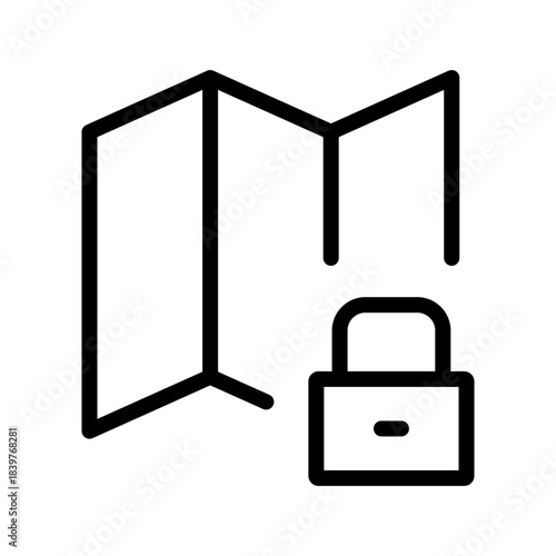 Secure Locked Location icon set for protected access points, GPS security, restricted areas and private navigation visuals