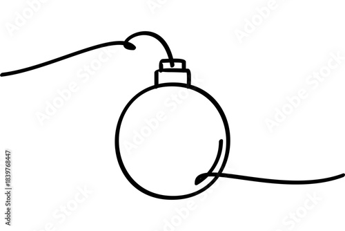 Cartoon bomb illustration in continuous line design. Interesting abstract line art design.
