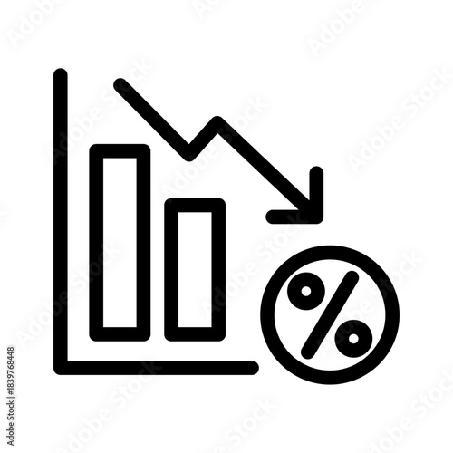 Rate Decline Line Icon of Monetary Icon Set