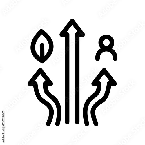 Sustainable Growth Line Icon of Environmental, Social, and Governance Icon Set