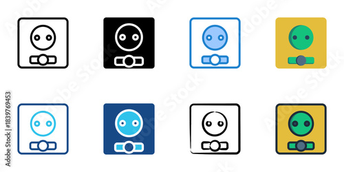 Socket icon set multiple style vector collection. Editable Stroke 
