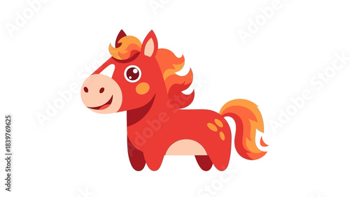 Cartoon Horse Illustration - A Cheerful Equine Character Design.
