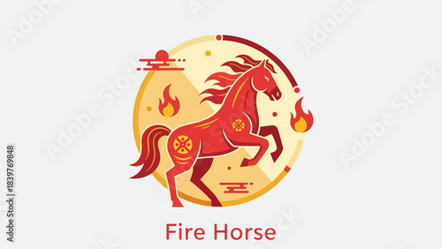 Fiery Horse Illustration - A Symbol of Power and Energy.