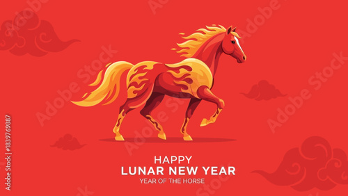 Fiery Horse Illustration for Lunar New Year Celebration.