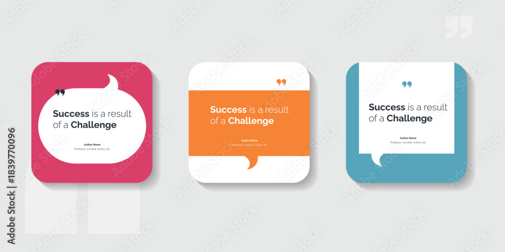 Naklejka premium Creative Bubble testimonial banner, quote, infographic set. Social media post template designs for quotes. Empty speech bubbles, quote bubbles and text box