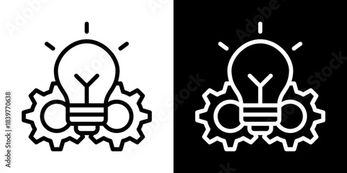 Invention  Icon Of Line Black And White Style Vector Illustration
