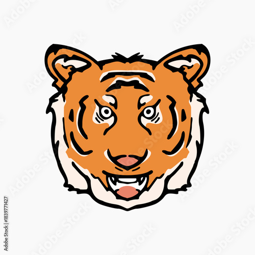 Tiger head cartoon. Cute illustration of tiger face. Vector design