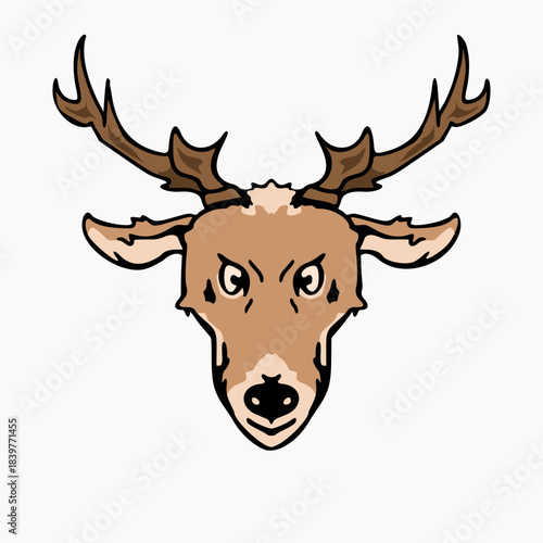 deer head cartoon. Cute illustration of animal face. Vector design
