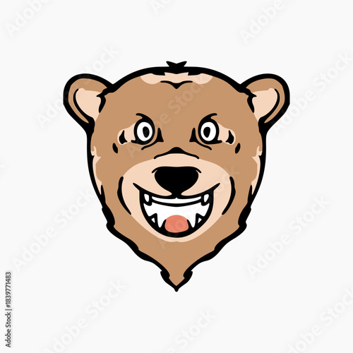 bear head cartoon. Cute illustration of animal face. Vector design