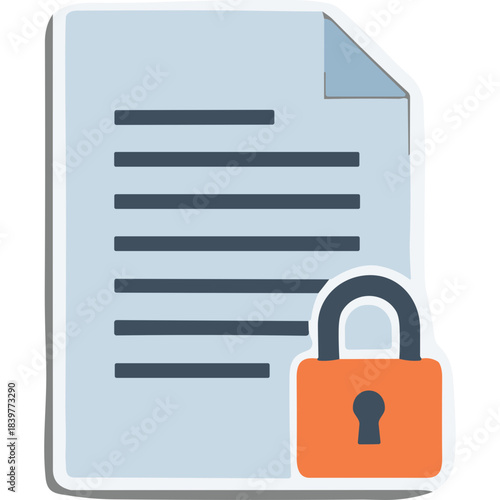 Document with Padlock Icon Symbolizing Security Privacy and Confidentiality Protection Against Unauthorized Access Safe Data Storage Flat Design Illustration