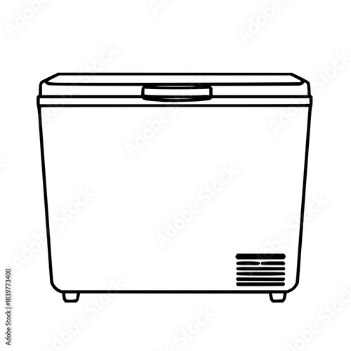 Clean modern deep freezer illustration with simple shapes and clear details.