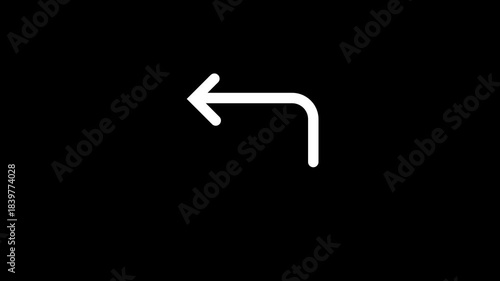 Left Down Arrow Animation on Clean Black Background | Direction Pointer Motion Graphic | Minimal UI UX Navigation Icon | Smooth Looping Transition for Digital Interface Design