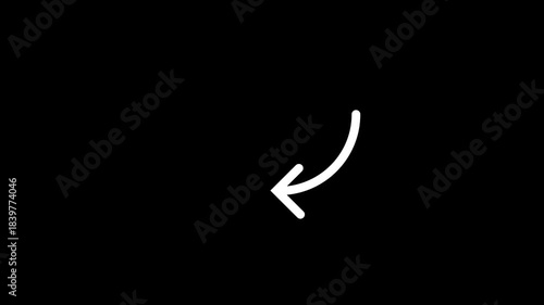 Left Down Arrow Animation on Clean Black Background | Direction Pointer Motion Graphic | Minimal UI UX Navigation Icon | Smooth Looping Transition for Digital Interface Design