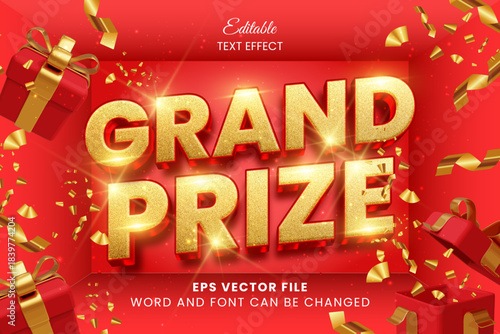 Grand prize golden and red luxury editable text