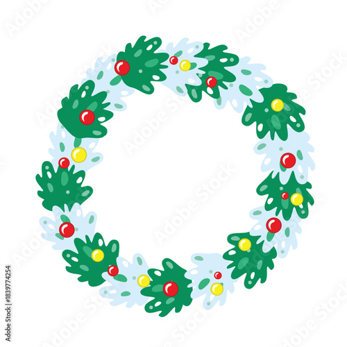 Illustration of christmas wreath decoration flat vector  cartoon
