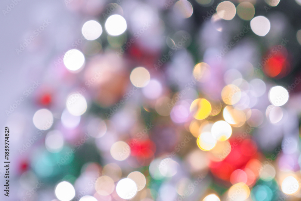 Fototapeta premium Beautiful defocused blurred Christmas tree lights bokeh for Christmas festive background holiday