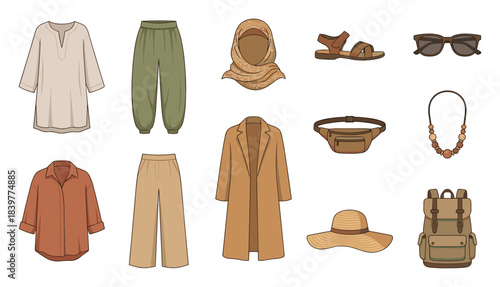 Neutral Tone Womenswear Outfit Elements for Vacation or Everyday Outings