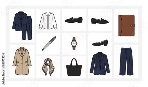 Diverse Business Attire Collection: A Set of Professional Woman's Wear